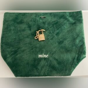 RMS Beauty Emerald Green 💚 Plush Cosmetic Bag with Silver Lock + Key 🔐